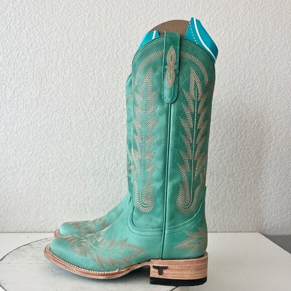 NEW Lane Saratoga Womens Square Toe Cowboy Boots 5.5 Turquoise Western Cowgirl - Picture 5 of 13